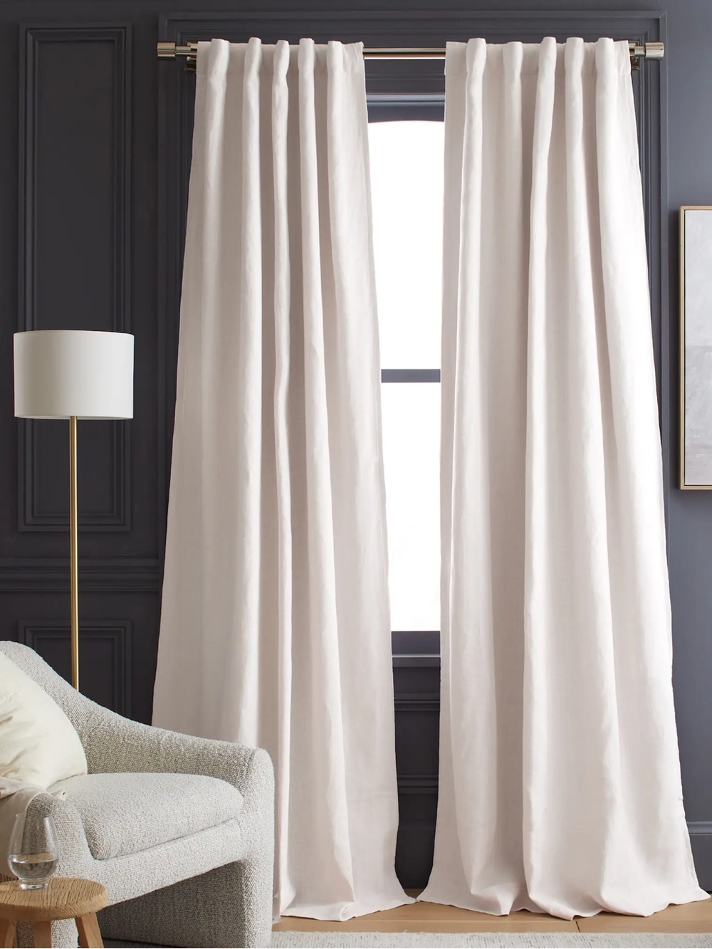 NWT QUINCE Set Of 2 48x84 Heavyweight European Linen Room Darkening Curtain 0239